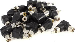 20 Pcs 90 Degrees Angle RCA Adapter Male to Female Joint Connector