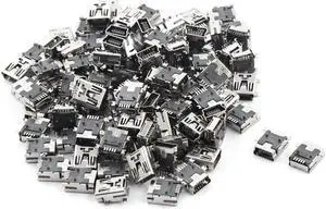 100 Pcs Type B  Mini USB 5-Pin Female Jack Port Socket Connector for Smartphone