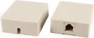 Unique Bargains 2 Pcs RJ11 6P4C Female Socket US Telephone Cable Inline Connector Beige