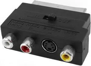 Unique Bargains RGB Scart to Composite 3 RCA + SV HS Audio AV TV Audio Adapter Black