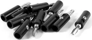 Unique Bargains 10pcs Audio Speaker Wire Cord Banana Plug Screw Connector Adapter Black 3.5mm