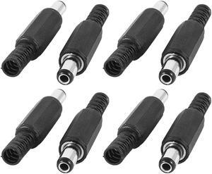 Unique Bargains 8 Pcs 5.5mm x 2.5mm Male Plug DC Power Jack Connector Socket Adapter Black
