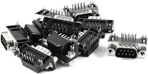 Unique Bargains 10pcs DB9 D-bus 9Pin Male Right Angle PCB Mount Socket Connector