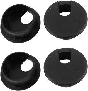 4 Pcs Home Office Desk Computer Round 30mm Mount Cable Cord Grommet Hole Black