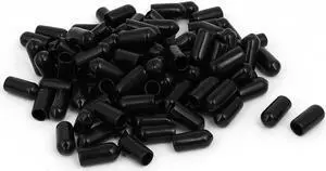 6mm Inner Dia Rubber Hose End Cap Screw Thread Protector Cover Black 100pcs