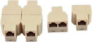 6 PCS RJ45 1 to 2 Dual Port CAT 5 CAT 6 LAN Ethernet Socket Connector Splitter Beige