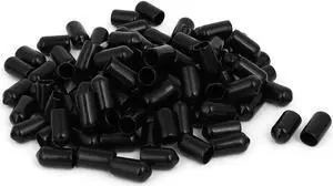 8mm Inner Dia Rubber Hose End Cap Screw Thread Protector Cover Black 100pcs