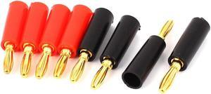 Unique Bargains 8pcs Gold Plate Audio Speaker 4mm Dia Male Banana Plug Jack Connector Black Red