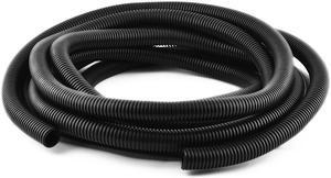 Black Plastic 21mm Outer Dia Flexible Corrugated Conduit Hose Tubing 5.7M Long