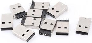Unique Bargains 10pcs USB2.0 Type A Male 4 Pin SMD DIP Panel Mount Plug Jack Connector