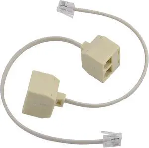 Plastic RJ11 6P4C Double Holes Female Telephone Wire Cable Inline Splitter 2pcs