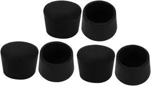 6pcs Furniture Desk Chair Round Rubber Leg Tip Cap 35mm Inner Diameter Black