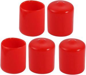 5Pcs 16mm Inner Dia PVC Flexible Vinyl End Cap Screw Thread Protector Cover Red