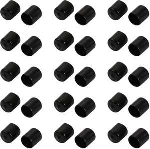 30Pcs 16mm Inner Dia PVC Flexible Vinyl End Cap Screw Thread Protector Cover Black