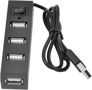 4-Port Rectangle Expansion High Speed USB 2.0 Hub Data Transfer Ports Splitter Black