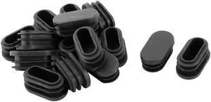 School Plastic Oval Chair Leg Foot Cover Tube Insert Black 39 x 19mm 15 Pcs