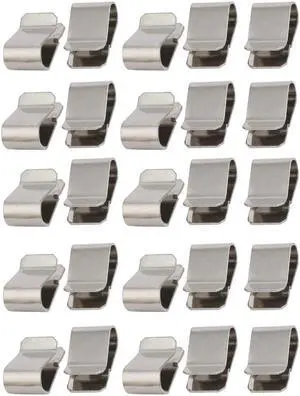 25pcs Stainless Steel Spring U Clip Silver Tone 21.4mm x 12mm