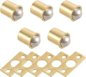 11mm Ball Dia Brass Electroplating Door Cabinet Ball Catch Latch Closures 5pcs