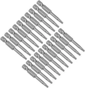20pcs 50mm 1/4" Hex Shank T15 Magnetic Torx Head Security Screwdriver Bits S2