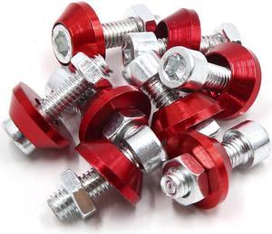 8Pcs 6mm Thread Dia Motorcycle License Plate Frame Screw Bolts Cap Fasteners Red