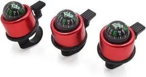 Universal 3pcs Red Bicycle Bike Cycling Handlebar Bell Ring w/ Compass Universal 3pcs Red Bicycle Bike Cycling Handlebar Bell Ring w/ Compass