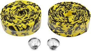 2pcs Yellow Black Foam Camouflage Design Handlebar Grip Tape Wrap Decor for Bike