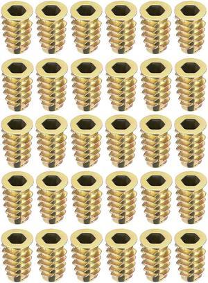 Threaded Insert Nuts Zinc Alloy Hex Socket M6 Internal Threads 18mm Length 30pcs