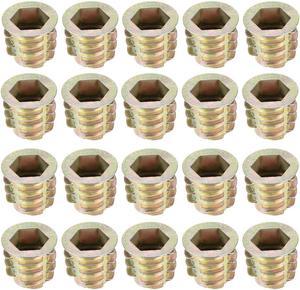 Threaded Insert Nuts Zinc Alloy Hex Socket M10 Internal Thread 15mm Length 20pcs