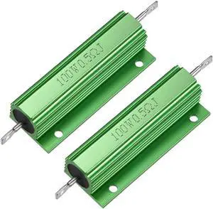 Unique Bargains 2 Pcs Aluminum Case Resistor 100W 0.5Ohm Wirewound for LED Replacement Converter