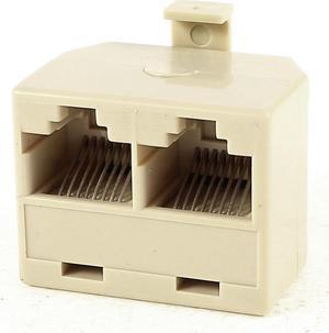 Dual RJ45 8P8C Plug Jack Telephone Cord Converter Coupler Beige