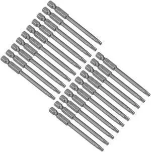 20pcs 75mm 1/4" Hex Shank T20 Magnetic Torx Head Security Screwdriver Bits S2