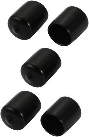 5Pcs 19mm Inner Dia PVC Flexible Vinyl End Cap Screw Thread Protector Black