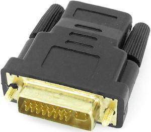 DVI-I Dual Link 24+5 Male to  Female Connector Adapter Black Golden Tone