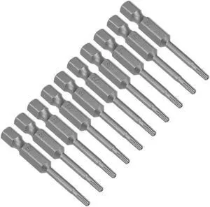 10pcs 50mm 1/4" Hex Shank T9 Magnetic Torx Head Security Screwdriver Bits S2