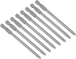 8 Pcs 1/4 Shank 100mm Length 4.5mm Phillips PH2 Magnetic S2 Screwdriver Bits