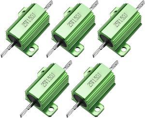 Unique Bargains 25W 1.5 Ohm Aluminium Housing Chassis Mount Wirewound Power Resistors Green 5pcs