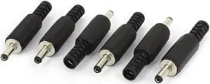 6 Pcs Black Plastic Shell 1.3mm x 3.5mm Male DC Power Plug Jack Adapter