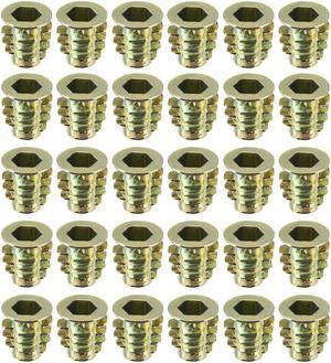 Threaded Insert Nuts Zinc Alloy Hex Socket M6 Internal Threads 13mm Length 30pcs