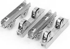 Double Wheels Metal Sliding Door Roller Pulley Silver Tone 4pcs for 6mm Glass