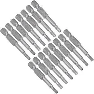 15 Pcs 1/4" Hex Shank T15 Magnetic Security Torx Screwdriver Bits 50mm Length