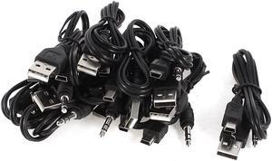 Unique Bargains Mini USB B Male to USB 2.0 3.5mm Stereo Plug Audio Data Cord 50cm 20-inch 10 Pcs