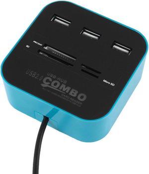 Unique Bargains 3 Port Powered USB 2.0 Hub Expander + Multi Memory Card Reader Combo