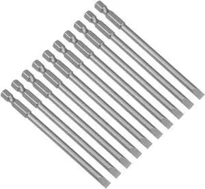 10pcs 100mm 1/4" Hex Shank SL5 Magnetic Slotted Head Screwdriver Bits S2