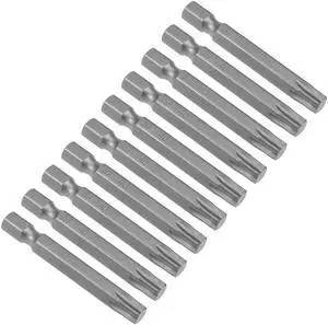 10pcs 50mm Long 1/4" Hex Shank T40 Torx Screwdriver Bits S2 High Alloy Steel