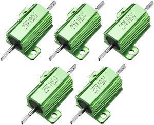 Unique Bargains 25W 10 Ohm Aluminium Housing Chassis Mount Wirewound Power Resistors Green 5pcs