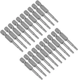20pcs 50mm 1/4" Hex Shank T10 Magnetic Torx Head Screwdriver Bits S2 Alloy Steel