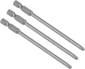 3 Pcs 1/4 Shank 100mm Length 4mm Phillips PH2 Magnetic S2 Screwdriver Bits
