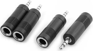 Microphone 6.35mm Female to 3.5mm Male Audio Plug Connector Adapter Black 4pcs