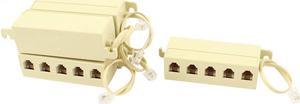 Unique Bargains 5 Pcs 5 Way Outlet 6P4C RJ11 Telephone Modular Jack Line Splitter Adapter Beige