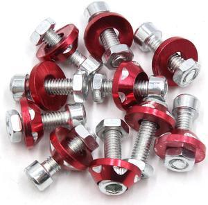 10Pcs Red Aluminum Alloy Decorative License Plate Bolt Screw for Car Motorcycle